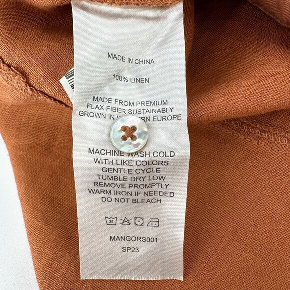 Quince Terracotta Orange Linen Sleeveless Swing Mini Dress sz S Women's NWT - Picture 5 of 6